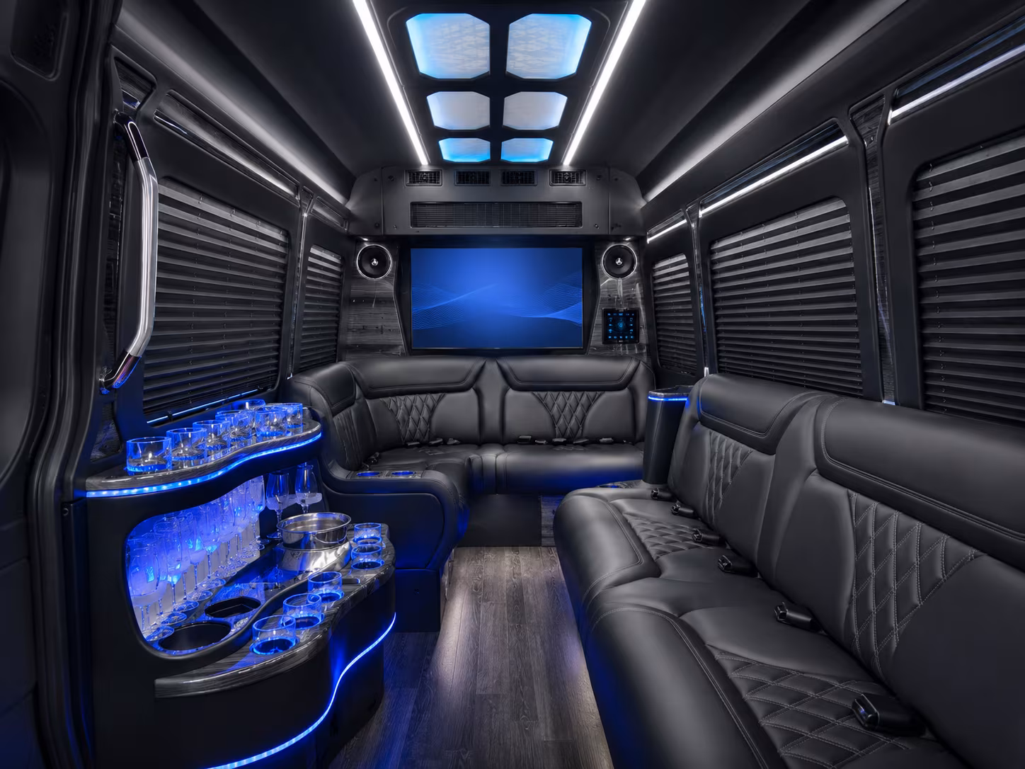 vacaville 50 passenger party bus inside